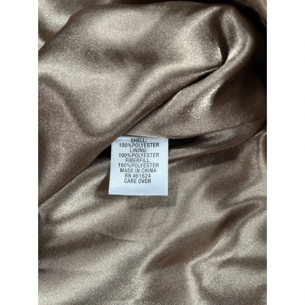 Laura Ashley Womens Quilted Jacket Medium Gold Champagne Metallic Shimmer Zip